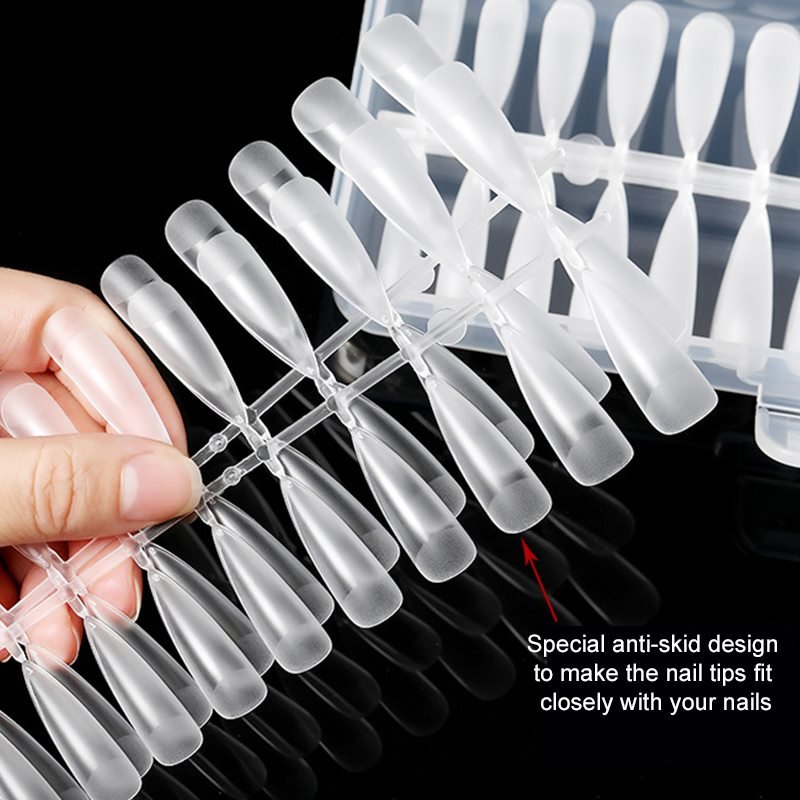 Tele Nail Tips 240PCS 12 styles Ultra Thin Seamless Crease-Free Semi-Frosted Nail Tips ...