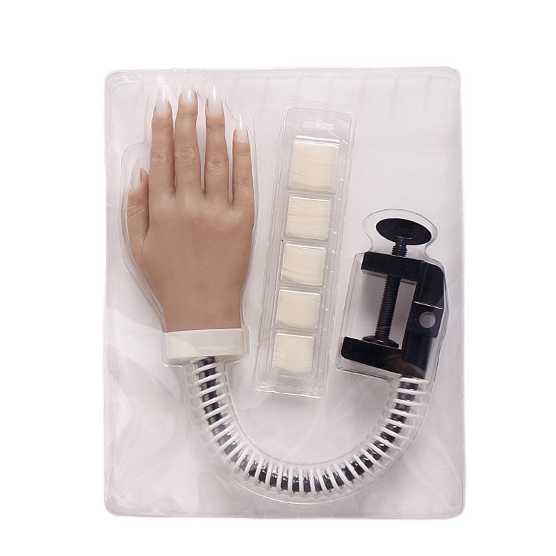Highly Simulated Silicone Nail Art Practice Hand with Bracket Flexible ...