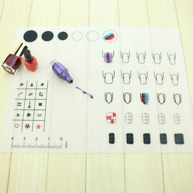 Nail Art Silicone Mat Foldable Washable Table Pad Nail Practice ...
