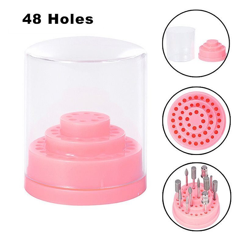 Rotekt 14 Holes Nail Drill Bit Holder Organizer, Professional Nail Art Polishing Grinding Drill Bit Display Storage Box, Bit Case Organizer For Nails