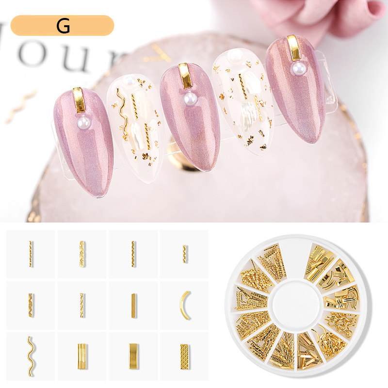 thumbnail image 2 of Metal Chain Nail Art Decorations – Crystal Stud Gold Fashion Gel Manicure Kit NS16 2 of 5