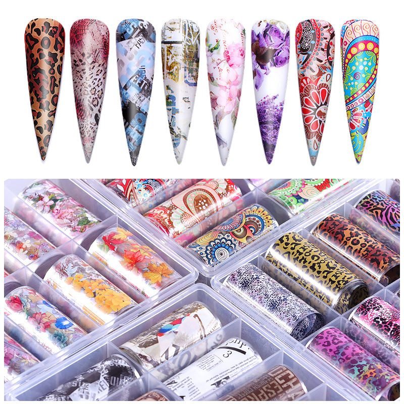 Paper Nsil 10 Rolls 100x4cm Nail Transfer Foil Paper For Nail Art Decoration XK01 ...