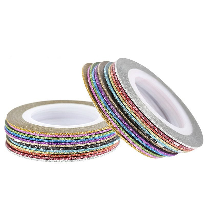1mm Nail Art Glitter Color Striping Tape Decoration Sticker Rolls ...