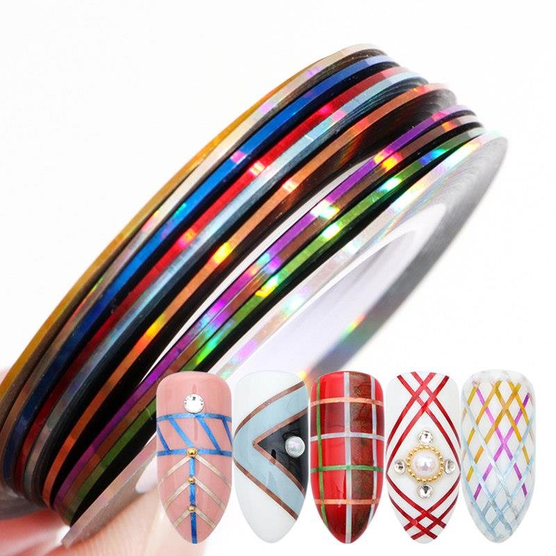 1mm Nail Art Solid Color Striping Tape Decoration Sticker Rolls ...